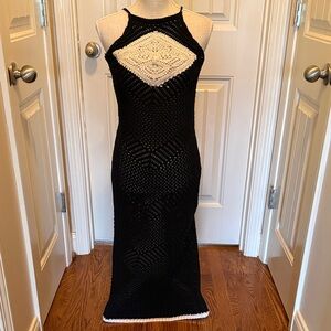Zara Black NWOT and White Strapless Crochet Dress